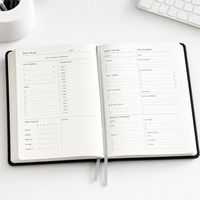 Carnet de planification quotidienne LABON Custom 365 A5, couverture rigide, pour la gestion du temps, le suivi des habitudes, la planification des objectifs et la productivité.