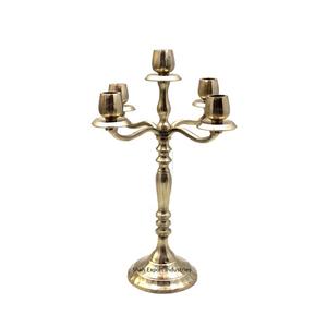 Candelabro de aluminio chapado en oro brillante con copa de cristal votiva PARA CENA DE boda y centro de mesa de evento Formal - Product Image 3