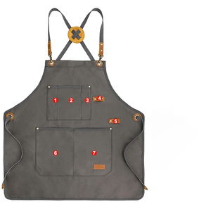 Tablier en lin naturel à bretelles réglables, surface en silicone lavable, ajustement confortable, tablier de cuisine, de jardin et de nettoyage - Product Image 6