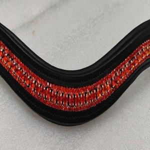 Équipement de course équestre de course de chevaux de haute qualité bande de front de cheval en cuir rembourrée avec 3 rangées de cristaux bande de front de chaîne bling - Product Image 4