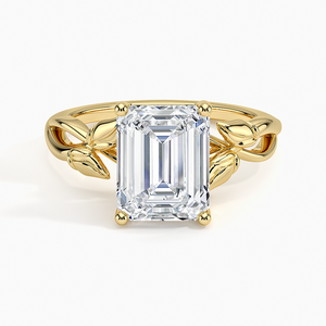 แหวนทองประดับพลอยทรงเหลี่ยมมรกต ดีไซน์ลายใบไม้ สำหรับผู้หญิง หรูหรา สง่างาม สไตล์เจ้าสาว ระยิบระยับ เหมาะเป็นของขวัญวันครบรอบ - Product Image 1