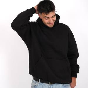 เสื้อฮู้ดดี้ผ้าฝ้าย100% สีดำทรงหลวมใส่สบายพิมพ์ลายนูนสำหรับฤดูหนาว - Product Image 6