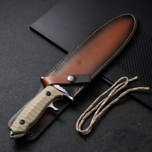 Couteau de chasse Bowie à lame fixe en acier Damas, pointe tombante, personnalisable OEM ODM, vente chaude, multifonctionnel pour le camping - Product Image 2