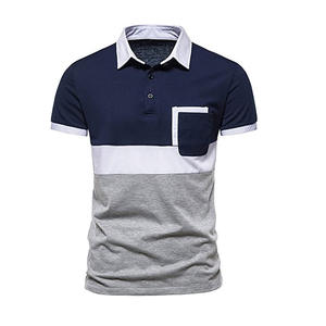 OEM manga de verano para camisa de polo tejido de alta calidad Slim Fit Casual estilo de negocios Color sólido logotipo personalizado - Product Image 6