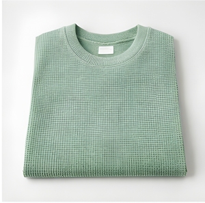 Camiseta Extra Grande de Algodón Waffle de 240 GSM para Hombre, Cuello Redondo, Estilo Urbano, Personalizable con Estampado - Product Image 5