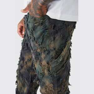 OEM 2026 New High Quality Men's Casual Light Blue Baggy Fashion <b>Jeans</b> Distressed Overalls <b>with</b> <b>Elastic</b> <b>Waist</b> Men's Pants - Product Image 5