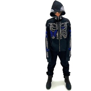 OEM Service Winter Solid Hooded Rhinestone Tracksuit for Men Regular Fit Windproof Casual Wear Hoodie & Jogger - Product Image 3