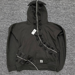 Manteau à capuche d'hiver unisexe en molleton de coton de haute qualité, imprimé sur mesure, avec logo à la demande sur le devant, personnalisable et surdimensionné. - Product Image 1