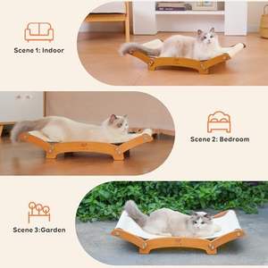 Folding Luxury <b>Cat</b> Scratcher <b>Bed</b> Indoor <b>Cats</b> 23.6" Large Natural Sisal Wood Frame Scratch Pad Modern Classic <b>Cats</b> Lounger - Product Image 4