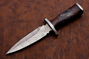 OEM Customizable Damascus Steel Hunting <b>Knife</b> Handmade Rose wood and pakka wood Handle <b>Twisted</b> Pattern Leather Sheath for EDC - Product Image 4