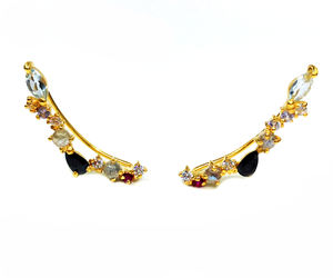 Customized Sterling <b>Silver</b> 925 Handmade <b>White</b> Topaz Gemstone Studs Unisex Earrings - Product Image 5