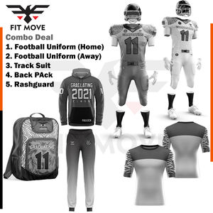 Ensemble combiné de football américain de qualité supérieure 100% polyester fait impression numérique uniforme de football américain à l'extérieur et survêtement unisexe - Product Image 6