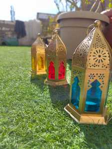 Lanterne marocaine faite à la main support de photophore en verre antique lanterne à bougie suspendue multicolore pour bureau à domicile Diwali cadeau pièce maîtresse - Product Image 3