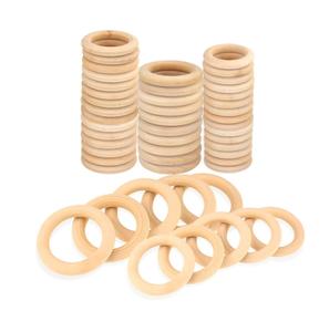 50 pièces anneaux en bois naturel inachevé pour bricolage artisanat pour 5 tailles de ronds pour artisanat anneaux en bois - Product Image 1