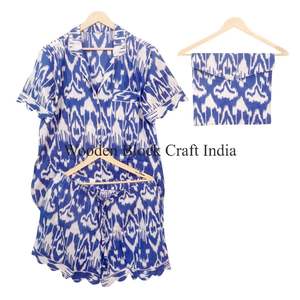 Conjunto de Pijama Kangura de Algodón Puro Hecho a Mano en India, Estampado a Mano, Estilo Vintage, Ropa de Dormir Corta para Otoño, Verano y Primavera - Product Image 6