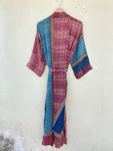 Kimono de seda hecho a mano hermoso Kimono de seda crepé envolvente de seda envolvente - Product Image 2