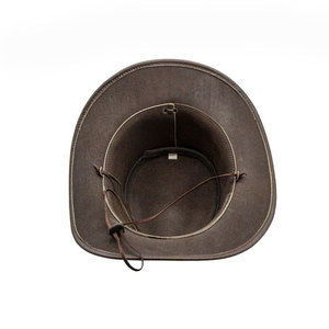 Venta al por mayor primavera desgaste impermeable cuero cubo pescador sombreros estilo Vintage marrón loco precio barato montar a caballo sombreros de vaquero - Product Image 4