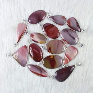 Top Fantastic Pink Mookaite Gemstone Colgante Plateado Colgante Bisel Collar Venta al por mayor Imperial Jasper Colgante Joyería - Product Image 2
