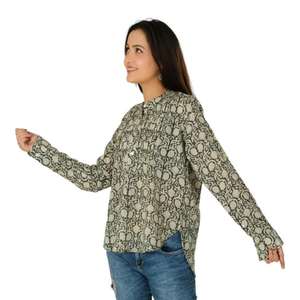 Blusa bohemia de manga corta con estampado de bloques de algodón para mujer, camisa ligera de verano, Top bohemio informal inspirado en Hippie - Product Image 5