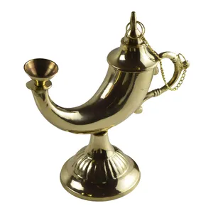 Genie Lamp Vormige Wierook Stand Zeer Messing Metalen Ontwerp Wierook Houder Decoratieve Goud En Rood Gekleurde Afwerking Ontwerp