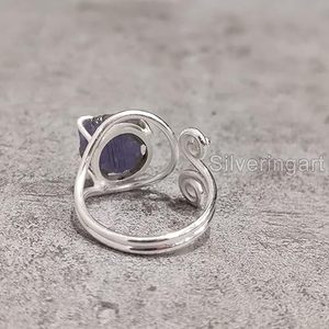 Anillo de Tanzanita Natural en Bruto para Mujer, Piedra Natal de Diciembre, Anillo Ajustable, Joyería Hecha a Mano para Navidad, Anillo de Plata de Ley 925 - Product Image 6