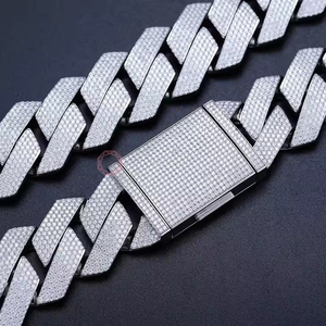 925 plata esterlina chapada en oro D VVS Natural Moissanite Lab crecido diamante Hip-Hop rombo cubano collar enlace cadena hombres/mujeres - Product Image 3