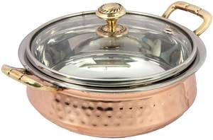 Round Shape Hammered Texture Copper Antique Finished And Silver Shiny Polished Premium Quality Metal Casseroles Pots Kitchenware - Product Image 6