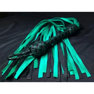 JEXMOO Fouets en cuir faits main personnalisés, outils artisanaux, vert noir, nouveauté, 2 ensembles pour adultes, équipement de bondage international - Product Image 5