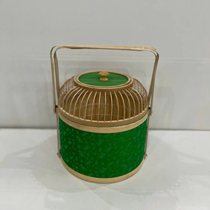 ตะกร้าใส่ผลไม้สีเขียวสานตะกร้าไม้ไผ่อุปกรณ์ทรงกลม3ใบตะกร้าใส่อาหารไข่อัลมอนด์ - Product Image 1