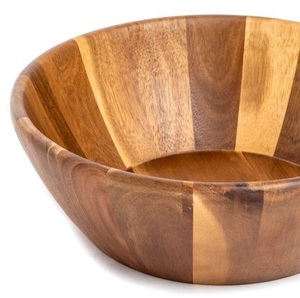 ชามไม้ธรรมชาติทำด้วยมือพร้อมผิวเรียบสไตล์บ้านไร่สลัดผลไม้ขนมปังกลางโต๊ะรับประทานอาหารในห้องครัว - Product Image 4