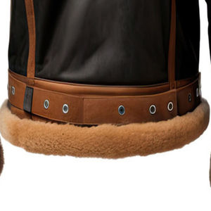 Wholesale Custom <b>Thin</b> Men's Genuine Leather Bomber <b>Jacket</b> Winter High Street Style Zipper <b>Waterproof</b> Windproof Front Logo Cotton - Product Image 6