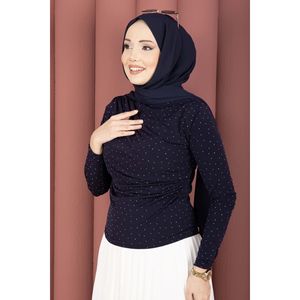 Body bleu marine pour femme avec détails effet sable et pierres - Product Image 4