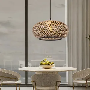 Minimalist Style Ecological Bamboo <b>Lampshade</b> Hand Woven Bamboo Pendant Light Wicker Bamboo <b>Hanging</b> Pendant Light - Product Image 3