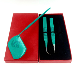 Professionnel nouveau revêtement en poudre de sirène droite pince à épiler d'extension de cils incurvée en acier inoxydable Logo personnalisé Instrument de beauté - Product Image 1