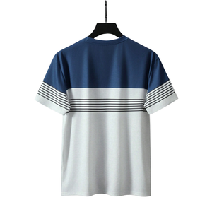 เสื้อยืดคอกลมแขนสั้นขายส่ง ลายทางบล็อกสี เสื้อยืดคอกลมลำลอง เสื้อผ้าลำลองฤดูร้อน ผู้จำหน่ายเสื้อผ้าขายส่ง - Product Image 2