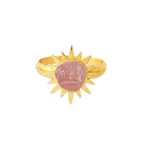 Natural Raw Rose Quartz Crystal Gemstone Protection Unique Sun Star Designer Handmade Healing Crystal Ring