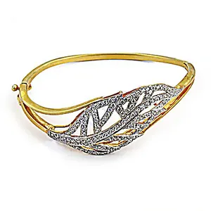 กำไลข้อมือใบไม้คริสตัล CZ สำหรับผู้หญิง-เครื่องประดับแฟชั่นชุบทอง - Product Image 1