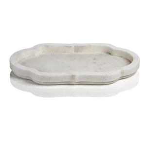 Plateau en marbre forme personnalisée plateau de service en marbre naturel blanc décoratif de haute qualité pour plateau de service de noël - Product Image 1