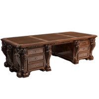 Bureau de direction classique et élégant en teck, style chic, mobilier de bureau en teck, table de patron