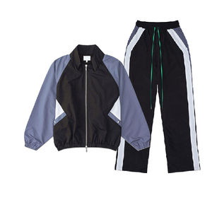 Coupe-vent décontracté deux pièces pour hommes avec fermeture à glissière imprimée Streetwear en polyester tissé pour l'automne - Product Image 2