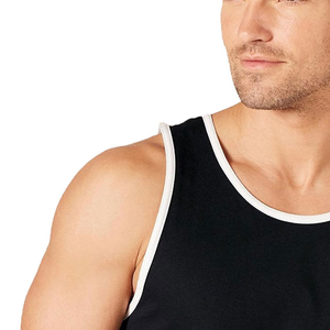 Camisetas sin Mangas con Cuello Alto y Logotipo Personalizado de Moda, Camisetas Deportivas de Color Sólido, Chaleco Informal Acanalado, Camiseta sin Mangas para Hombre - Product Image 5