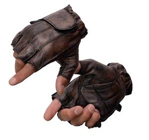 Gants de moto sans doigts en cuir rembourrés en gel pour hommes - Product Image 4