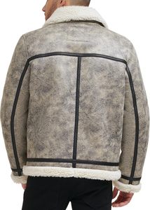 Chaqueta Bomber de piel de cordero genuina para hombre, marrón con cuello Sherpa extraíble, chaqueta de cuero Premium para hombre - Product Image 6