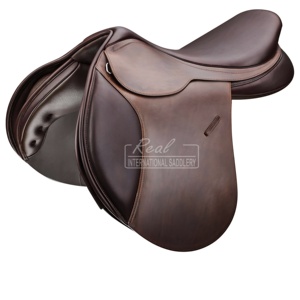 Silla de montar inglesa de cuero genuino para carreras, ligera, para salto y competición. - Product Image 1