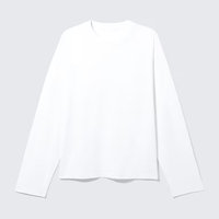 T-shirt Homme Oversize à Épaules Tombantes, Manches Longues, 100% Coton, Personnalisable avec Logo, Vente en Gros, Style Streetwear