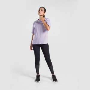 Camiseta Extra Grande GA All Day Lilac para Mujer, 100% Algodón Jersey, Corte Ajustado, Holgada, Transpirable, con Decoración de Letras, Tallas XS XXS Disponibles - Product Image 4