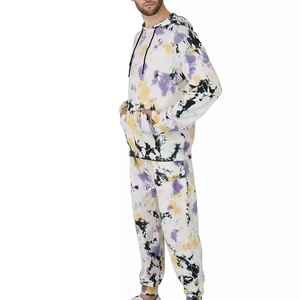 Marque lourde hommes cravate teinture survêtement en gros coton vêtements de rue multicolore respirant coupe régulière coton survêtement pour hommes - Product Image 5