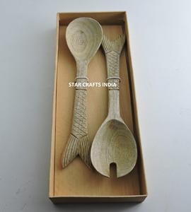 Ustensiles de maison et de cuisine Cuillère en bois gravée à long manche Mélangeur à salade Outils de cuisine avec logo - Product Image 4