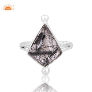 Anillo apilable de piedras preciosas de rutilo negro Natural de plata de ley de la mejor calidad, joyería personalizada para mujer, regalo para ella - Product Image 3