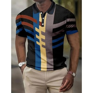 3D Print <b>Geometric</b> Cuffed Polo <b>Shirt</b> For Men Colorful Pattern T-<b>Shirt</b> Summer Casual Tops Loose Short Sleeve Tee Streetwear - Product Image 5
